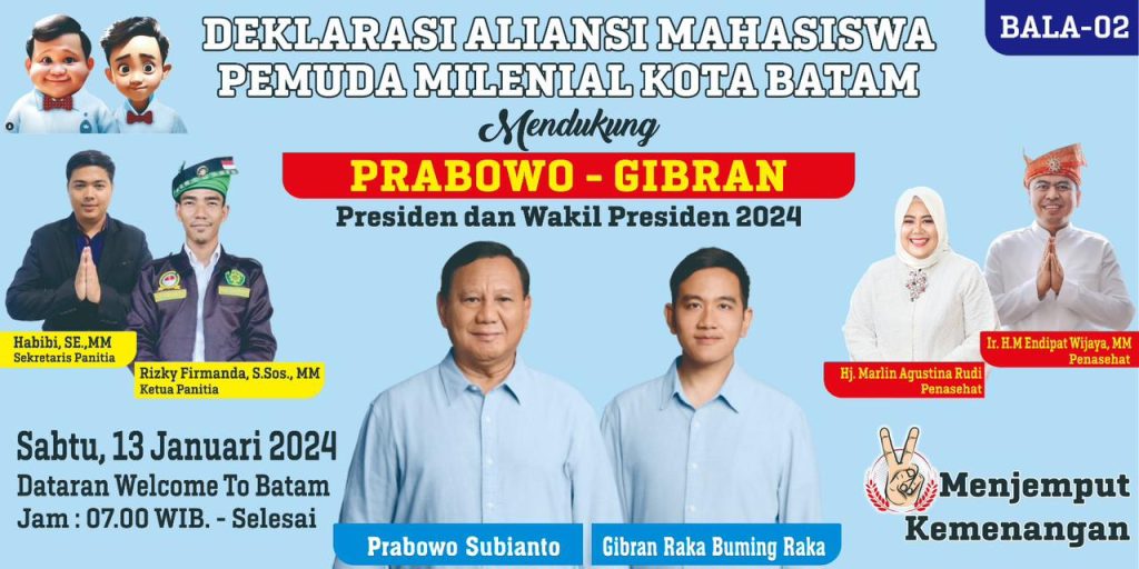 Aliansi Milenial Batam Deklarasi Dukung Prabowo-Gibran